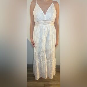 Simple White Floral Lace Midi Skirt